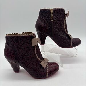 Cristofoli Maiara Heels Bootie Women's Size 6 US Leather Burgundy Gothic Style